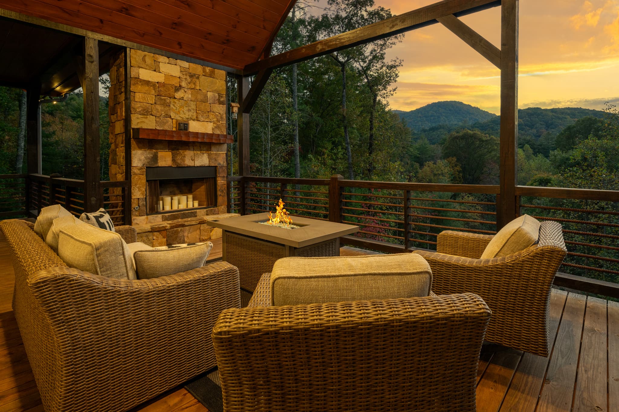The gas fire table at dusk